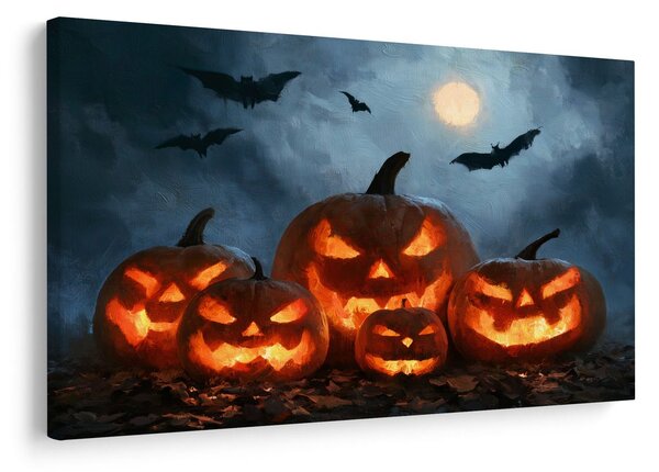 Obraz halloweenske tekvice pod netopiermi