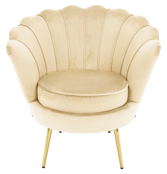 KONDELA Kreslo v štýle Art-deco, béžová Velvet látka/gold chróm zlatý, NOBLEO