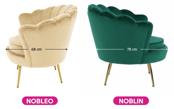 KONDELA Kreslo v štýle Art-deco, béžová Velvet látka/gold chróm zlatý, NOBLEO
