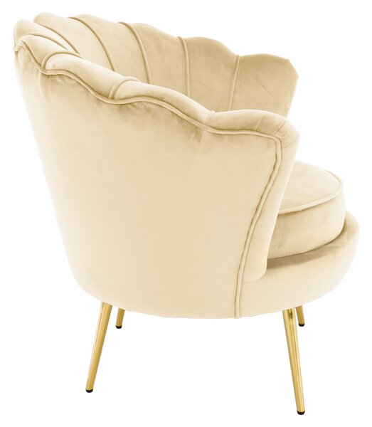 KONDELA Kreslo v štýle Art-deco, béžová Velvet látka/gold chróm zlatý, NOBLEO