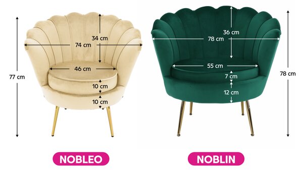 KONDELA Kreslo v štýle Art-deco, béžová Velvet látka/gold chróm zlatý, NOBLEO