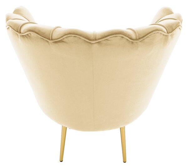 KONDELA Kreslo v štýle Art-deco, béžová Velvet látka/gold chróm zlatý, NOBLEO