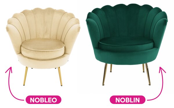 KONDELA Kreslo v štýle Art-deco, béžová Velvet látka/gold chróm zlatý, NOBLEO