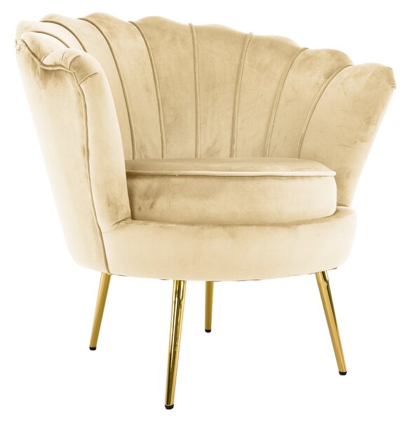 KONDELA Kreslo v štýle Art-deco, béžová Velvet látka/gold chróm zlatý, NOBLEO