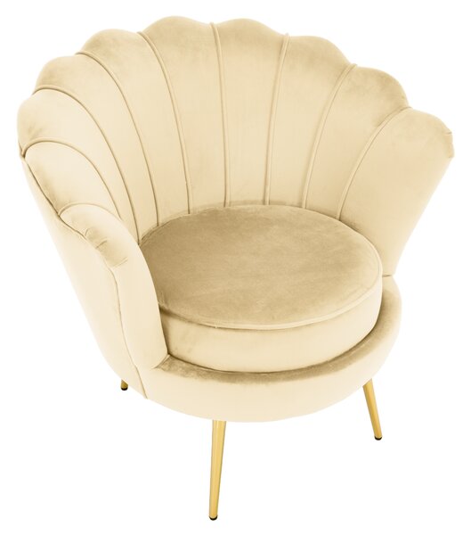 KONDELA Kreslo v štýle Art-deco, béžová Velvet látka/gold chróm zlatý, NOBLEO