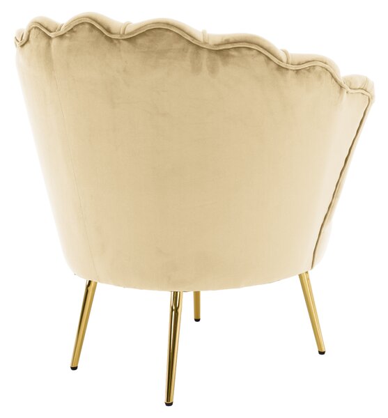 KONDELA Kreslo v štýle Art-deco, béžová Velvet látka/gold chróm zlatý, NOBLEO