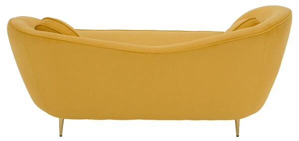 KONDELA Dizajnový 2-sed, žltá Velvet látka/gold chróm zlatá, EZIO TYP 2