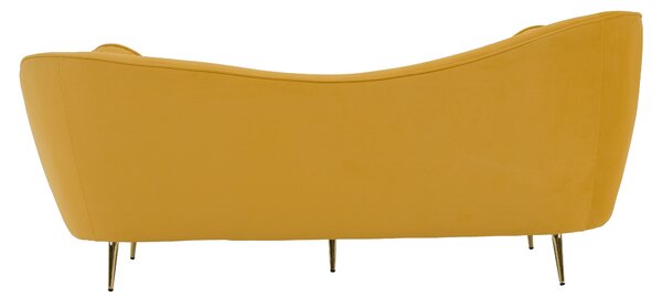 KONDELA Dizajnový 3-sed, žltá Velvet látka/gold chróm zlatá, EZIO TYP 3