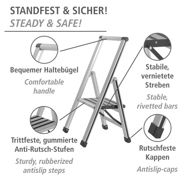 Kovové schodíky 74 cm Alu-Design – Wenko