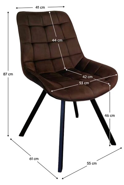 KONDELA Jedálenská stolička, tmavohnedá Velvet látka/čierna, SAMIRA