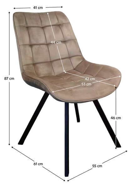 KONDELA Jedálenská stolička, sivohnedá Taupe Velvet látka/čierna, SAMIRA