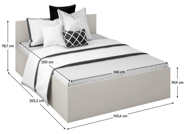 KONDELA Posteľ s kovovým roštom a úložným priestorom, 140x200, kašmír, DOLI