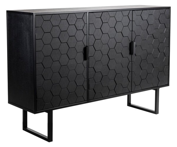 Čierna nízka komoda z borovicového dreva 135x90 cm Linc – White Label