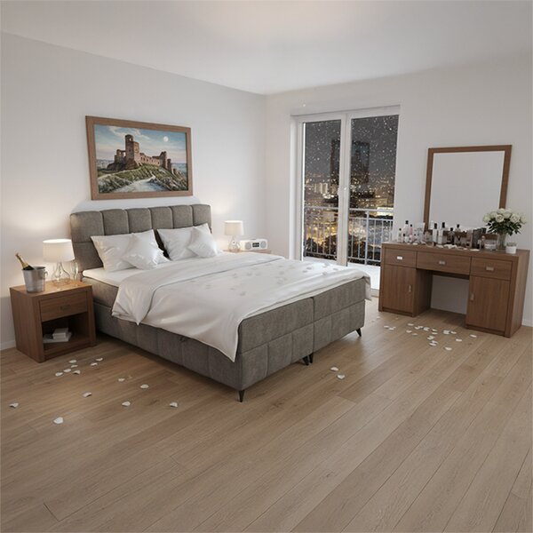 KONDELA Boxspringová posteľ, 180x200, hnedosivá taupe, ALMA