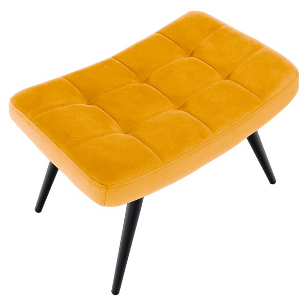 KONDELA Kreslo s podnožou, žltá Velvet látka/čierna, HABEN