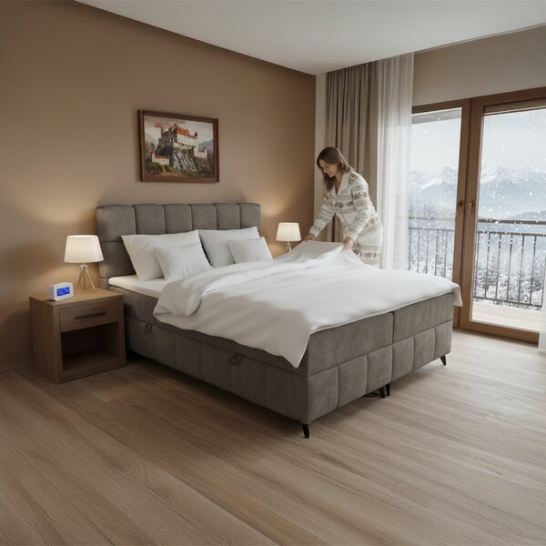 KONDELA Boxspringová posteľ, 180x200, hnedosivá taupe, ALMA