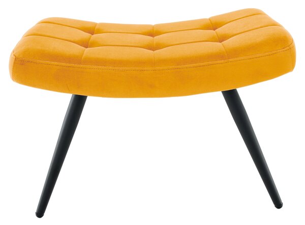 KONDELA Kreslo s podnožou, žltá Velvet látka/čierna, HABEN