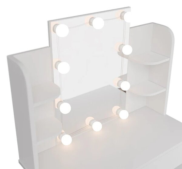 Toaletný stolík s LED osvetlením - biely