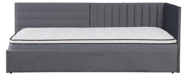 KONDELA Posteľ s roštom, 90x200, sivá Velvet látka, MEVIA