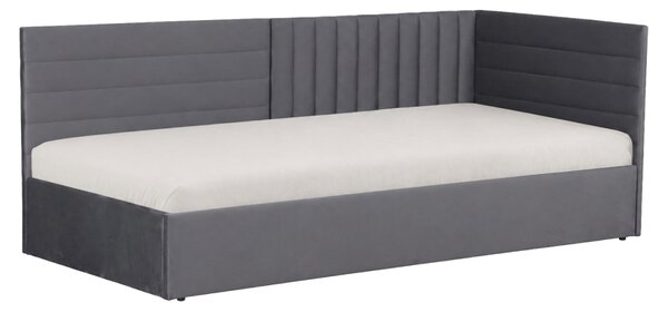 KONDELA Posteľ s roštom, 90x200, sivá Velvet látka, MEVIA