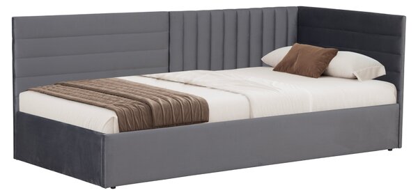 KONDELA Posteľ s roštom, 90x200, sivá Velvet látka, MEVIA