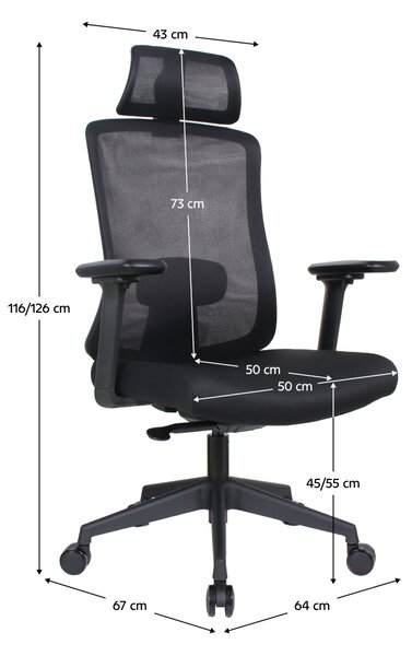 KONDELA Kancelárske kreslo, čierna, nosnosť 150 kg, ROSANO