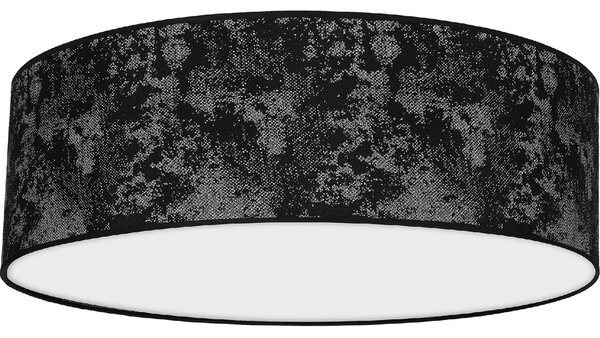 Stropné svietidlo Satino Round, 1x čierne/strieborné textilné tienidlo, (biele plexisklo), (fi 60 cm)