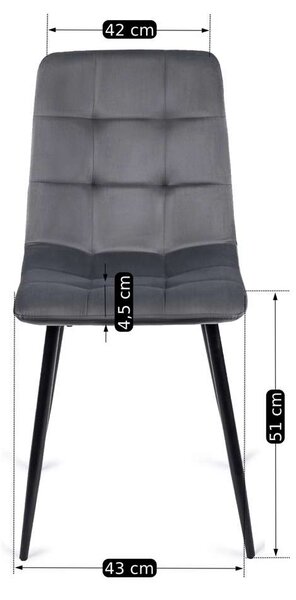 Jedálenská stolička Daron Velvet, sivá