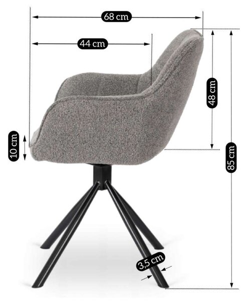 Jedálenská stolička Botima Bouclé, sivá