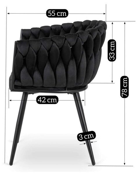 Jedálenská stolička Kumo Velvet, čierna