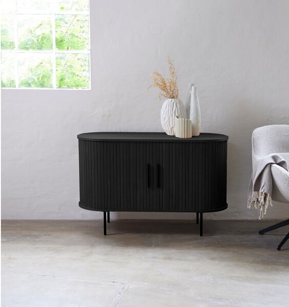 Čierna komoda v dekore duba s posuvnými dverami 120x76x45 cm Nola – Unique Furniture