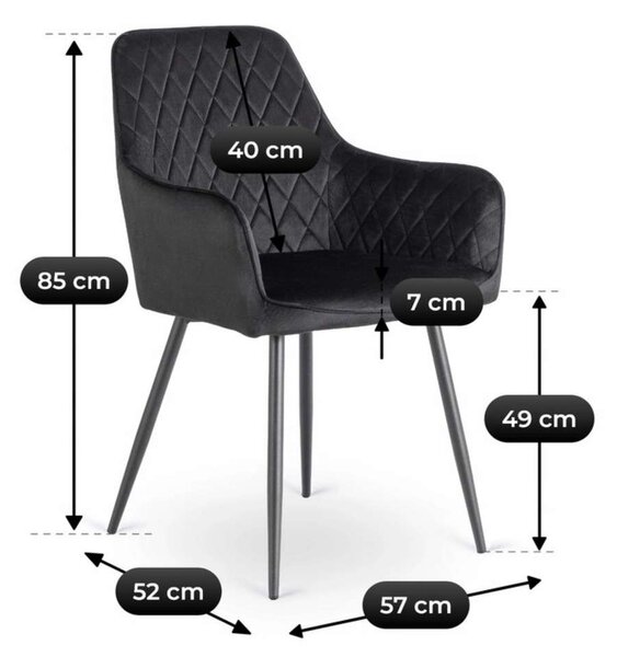 Jedálenská stolička Mado Velvet, čierna