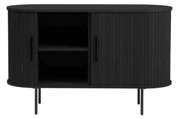 Čierna komoda v dekore duba s posuvnými dverami 120x76x45 cm Nola – Unique Furniture