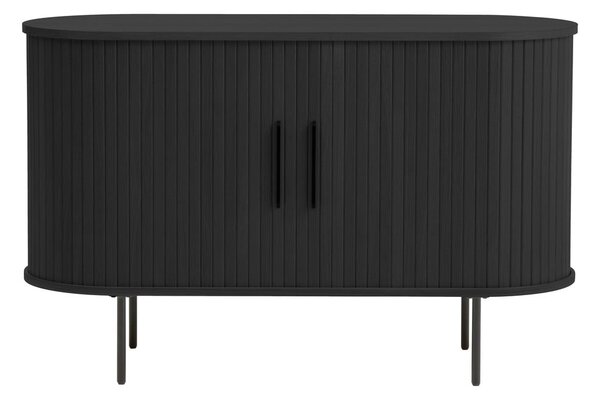 Čierna komoda v dekore duba s posuvnými dverami 120x76x45 cm Nola – Unique Furniture