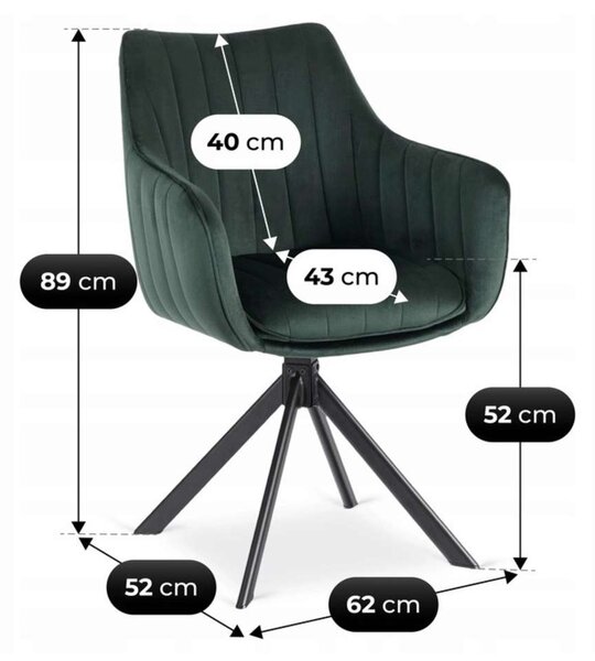 Jedálenská stolička Pinzo Velvet, zelená