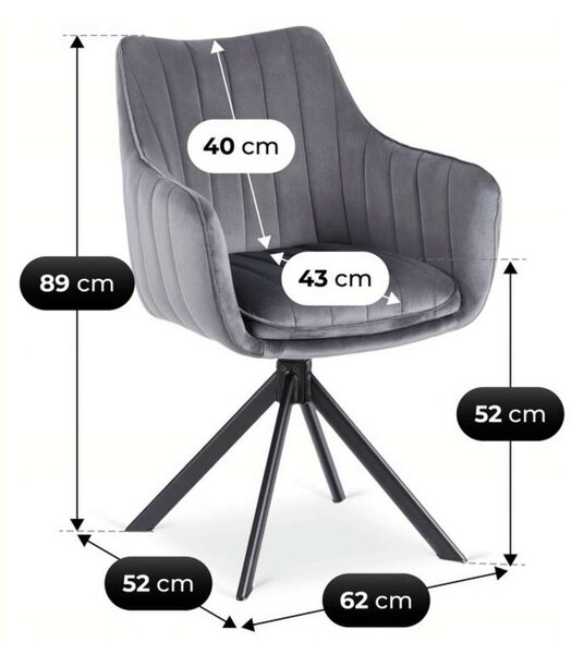 Jedálenská stolička Pinzo Velvet, sivá