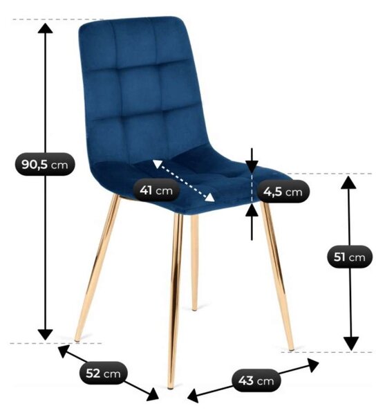 Jedálenská stolička Sibel Velvet, modrá