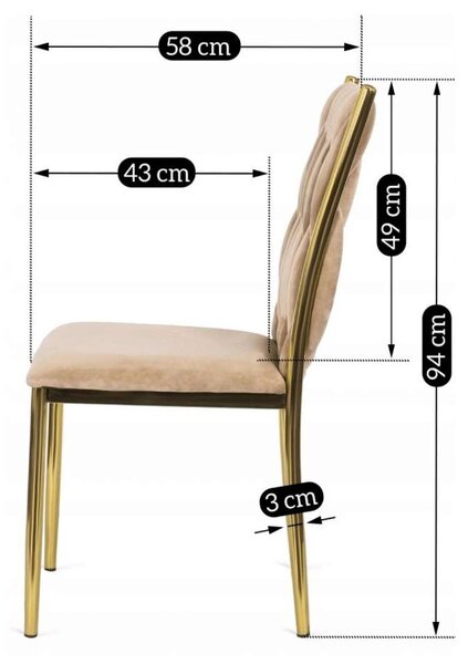 Jedálenská stolička Sida Velvet, béžová