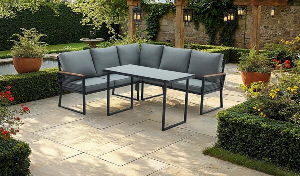 KONDELA Záhradný set, čierna/sivá, FARLY