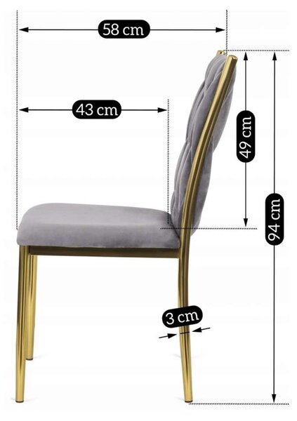 Jedálenská stolička Sida Velvet, sivá