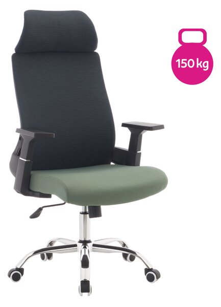 KONDELA Kancelárske kreslo, tmavosivá/zelená/chróm, nosnosť 150 kg, HOLGER