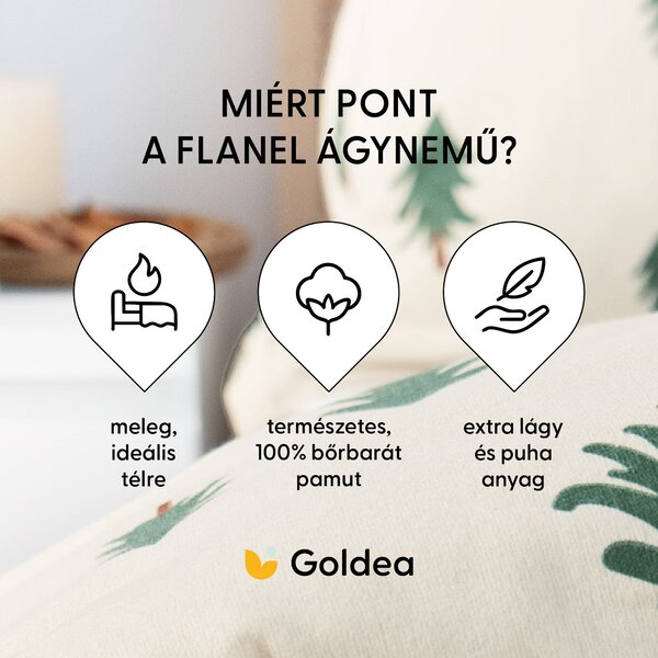 Goldea flanelové posteľné obliečky - stromčeky na režnom 140 x 200 a 70 x 90 cm