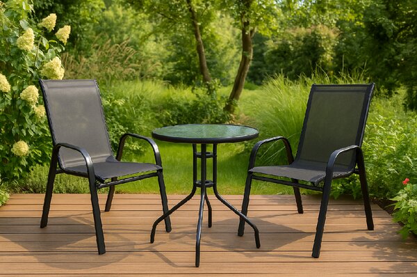 TRENDIE Zostava záhradného nábytku - 2 stoličky a stôl 60cm okrúhly
