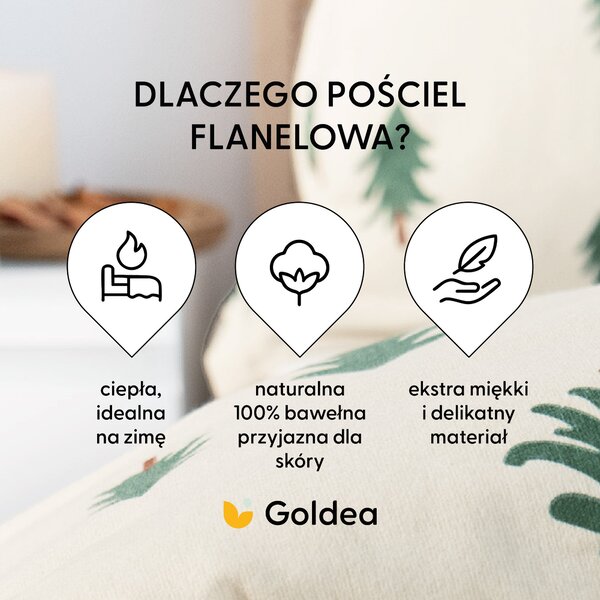 Goldea flanelové posteľné obliečky - stromčeky na režnom 140 x 200 a 70 x 90 cm