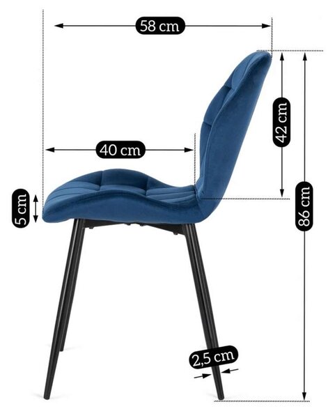Jedálenská stolička Vidor Velvet, modrá / čierna