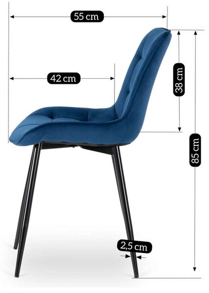 Jedálenská stolička Zuto Velvet, modrá