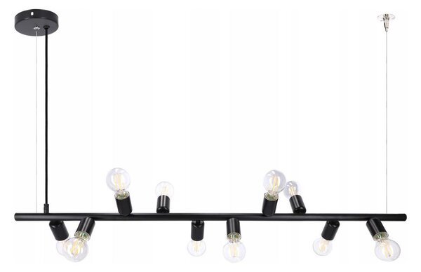 Luster na lanku 10xE27/20W/230V čierny