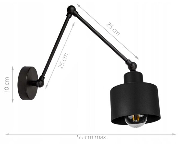 Nástenná lampa 1xE27/20W/230V čierna