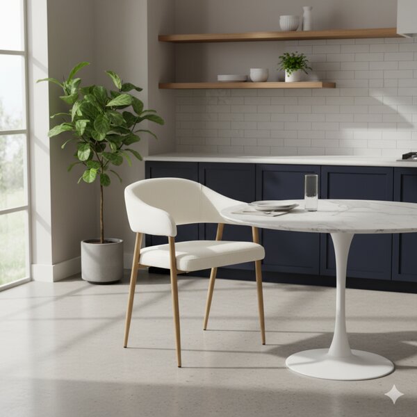 KONDELA Dizajnové jedálenské kreslo, krémová/buk, NIZAR TYP 1