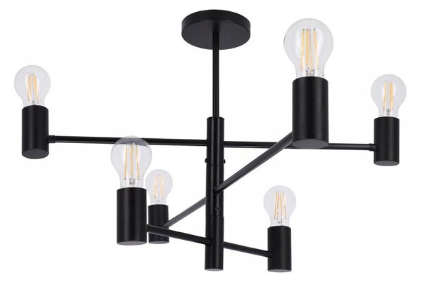 Luster na tyči 6xE27/20W/230V čierna
